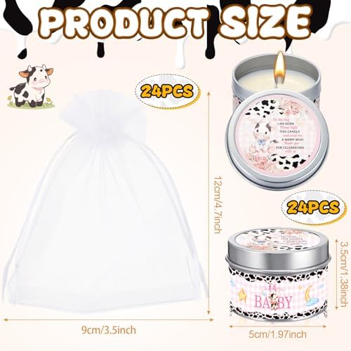 Conelist 24 Sets Cow Baby Shower Candle Favors for Guests - Image 4