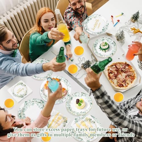Pickmesh 400 Pcs Sage Green Birthday Party Supplies Paper Plates Serve 50 - Image 4