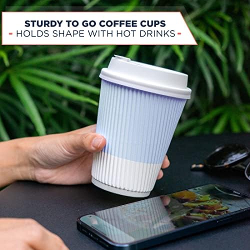 12 oz Disposable Travel Coffee Cups (80 Count, Paper, Insulated, Round, Baby Blue) - Leak-Proof Lids & Heavy-Duty for Hot Drinks - Image 5