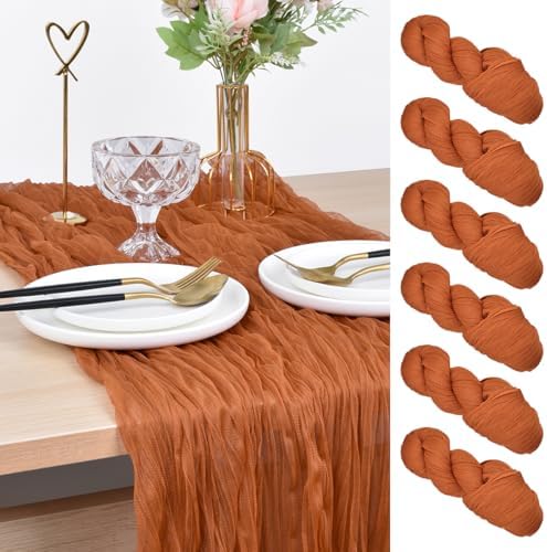Terracotta Cheesecloth Table Runner Fall Wedding Birthday Home Decor 6 Pack by Joanlody