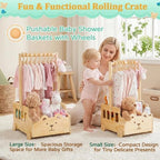 Large Wooden Baby Shower Crate Closet with Wheels and Handle - Image 3