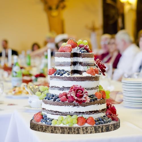 Wood Cake Stand 10-12 Inch, Natural Wedding Cake Table Display Stands, Rustic Large Cake Decorating Supplies for Party/Baby Showers/Reception/Event - Image 5