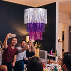 Fringe Chandelier Decoration - Sparkle Silver/Purple 38 in - Image 6