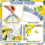 Serencatcher 7.2ft Blue Tiles Lemon Baby Shower Party Arch Backdrop Cover - Image 3
