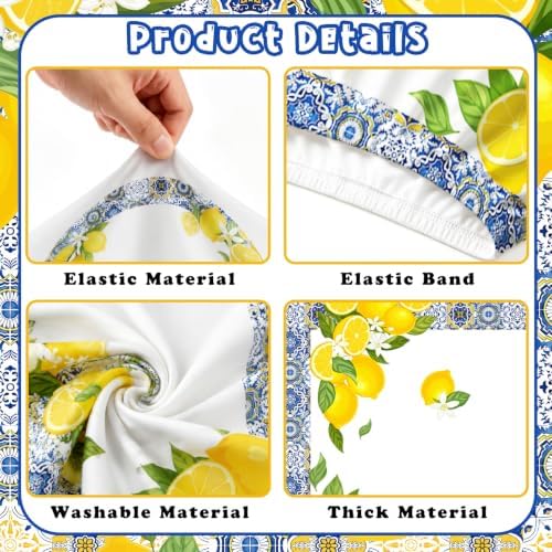 Serencatcher 7.2ft Blue Tiles Lemon Baby Shower Party Arch Backdrop Cover - Image 3