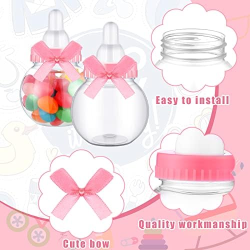 48 Pcs Baby Shower Favor Bottles Mini Milk Bottle Party Favor Gift, Pink - Image 3