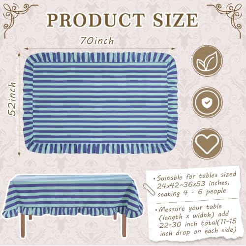 Tudomro Striped Tablecloth, Rectangle, Cobalt, Sky Blue, 52'' X 70'' - Image 2