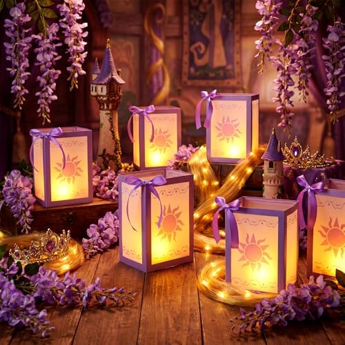 Retisee 12 Set Princess Sun Table Centerpiece with LED Purple Paper Lantern - Image 2
