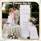 Wedding Welcome Sign Stand with Polyester Ribbon(Grass Green) - Image 2