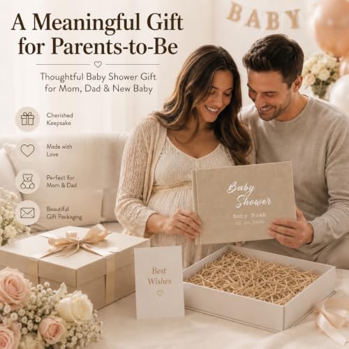 Personalized Linen Baby Shower Guest Book, Custom Photo Album 29 x 21.5 cm - Image 6
