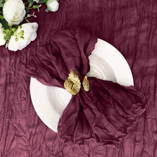 Cupuamon 50 Pack Cheesecloth Napkins 20x20 Inch Dinner Table Napkins Boho Washable Rustic Gauze Napkins Bulk for Wedding Bridal Baby Shower Party Decor (Burgundy) by Cupuamon