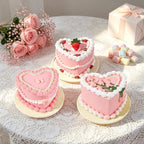 6 Inch Strawberry Heart Fake Cake, Pink Heart Artificial Cake with Strawberry Topper and Rose Decor, Reusable Faux Cake Prop for Wedding, Birthday, Bridal Shower, Baby Shower, Anniversary Party Decor - Image 7