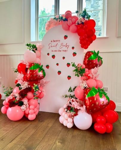 A Berry Sweet Baby is On The Way Arch Backdrop Cover Pink Strawberry Birthday Party Decorations Arch Stand Covers Baby Shower Fiesta Parties(4x7.2ft Cover,3889) - Image 3