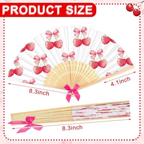 Roowest 36 Pcs Cherry Folding Hand Fans Bulk, Coquette Party Favors - Image 2