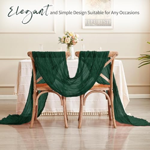 14 Pack Emerald Green Cheesecloth Table Runner 17x108 Inch Semi Sheer Boho Gauze Cheese Cloth Fabric Table Runners, for Wedding Party Baby Shower Birthday Home Decor Garden Farmhouse - Image 6