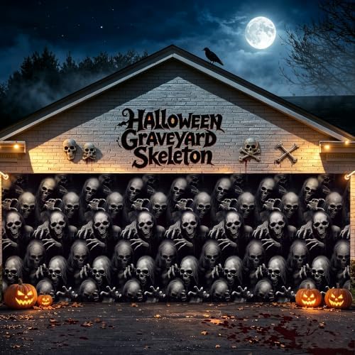 Kochorie 100 Ft x 54 Inch Halloween Graveyard Skeleton Tablecloth Roll with Cutter Box Waterproof Plastic Horror Theme Skeleton Ghouls Photography Backdrop for Halloween Spooky Party Decor - Image 6