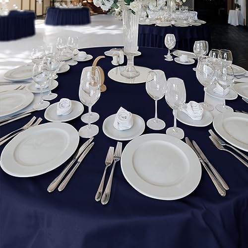 Fitable 6 Pack Navy Tablecloths 108 Inch Round for 36"-84" Tables - Image 2