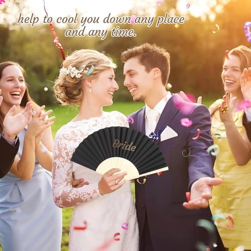 WAYASDCU 100pcs Paper Fans Handheld Folding Fans Bulk Fans for Line Dancing Bulk Black Wedding Fans Folding Fans Handheld for Guest Dancing Party DIY Craft Photo Props Wall Decoration - Image 6
