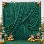 10x12 ft Forest Green Backdrop Curtains for Weddings, Birthdays and Photos by PartyVillage