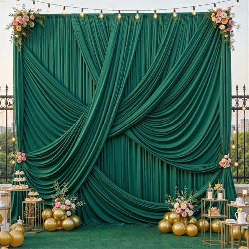 50x12 ft Forest Green Backdrop Curtains for Weddings, Birthdays and Photos by PartyVillage