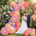 ForraFun 36 Pcs Pastel Giant Paper Flowers Decoration for Wall Sizes 10" to 24'' Tissue Paper Pom Poms in 5 Flower Wall Backdrop Decor for Birthday Bachelorette Wedding Baby Shower Bridal Shower Party - Image 4