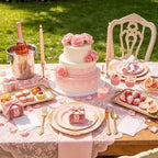 125PCS Pink and Gold Plastic Plates for Weddings Baby Shower Parties - Image 5