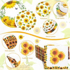 Pickmesh 400 Pcs Sunflower Party Supplies Paper Plates and Napkins Serve 50 - Image 3