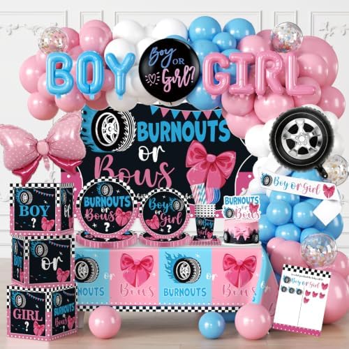 Cocomigo Burnouts or Bows Gender Reveal Decorations for 25 Guests by cocomigoPartyHome