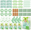 54 Pcs Baby Shower Prizes for Winners Prizes Gifts 6 Sets with Headbands Eye Masks Mirrors Hair Ties Hair Clips Socks Storage Bags Thank Card Gift Bag for Baby Shower Party Wedding(Green) by Hillsuren