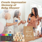 97 Pcs Baby Shower Game Sign Set Includes Decorative Square Signs 56 DIY Blank Wooden Blocks 20 Fabric Pens Baby Shower Game Prizes（Classical - Image 5