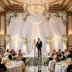 30ft x 10ft White Backdrop Curtains for Parties,6 Panels 5ft x 10ft Wrinkle-Free Polyester Photo Backdrop Drapes for Wedding Birthday Baby Shower Graduation Photography Background - Image 2