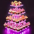 YestBuy Acrylic Cupcake Stand for 50 Cupcakes, 4 Tier Cupcakes Tower Stand with Pink LED Lights and 4.7" Clear Tiers, Perfect for Birthday, Baby Shower, Wedding and Candy Bar by YestBuy
