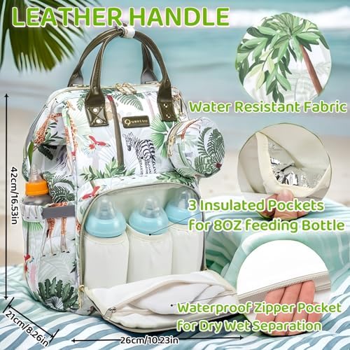 Diaper Bag Backpack for Dad and Mom with USB Charging Port Stroller Straps and Insulated Pocket,army military Travel Nappy Backpack for Daddy/Mommy (Animal Pattern) - Image 2
