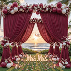 24ftx10ft Wrinkle Free Burgundy Backdrop Curtain - 10 Feet Photography Backdrop Drapes, Silky Polyester Back Drop Cloth for Wedding Baby Shower Balloon Arch Background - Image 2