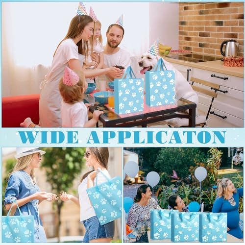 Gueevin 200 Pcs Dog Paw Plastic Bags Bulk Baby Shower Party Favor Reusable Shopping Bags for Birthday Pet Party(Blue,White) - Image 5