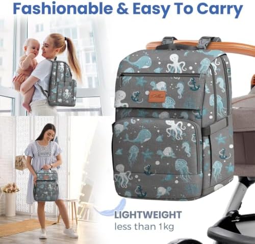 PILLANI Baby Diaper Bag Backpack - Backpack Diaper Bag w/Large Capacity - Baby Shower Gifts - Waterproof Travel Diaper Bags w/Changing Pad, Insulated Bottle Holders, Padded Straps - Baby Boy Stuff - Image 6