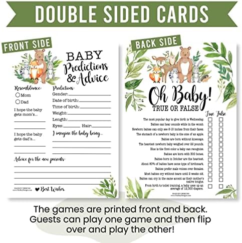 Hadley Designs 50 Woodland Baby Prediction And Advice Cards, Trivia Games, etc., 25 Baby Animal Matching, Nursery Rhyme Game-6 Double Sided Cards Baby Shower Games Funny, Ideas Baby Sprinkle Games - Image 6