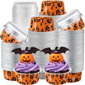 200 Set 5 oz Foil Baking Cup with Lid, Halloween, Orange by Gandeer