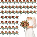 50Pcs Artificial Peonies Flowers Bulk, 3.5’’ - Fall Brown by Scawim