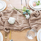 Wokceer Cheesecloth Table Runner Nude Pink 10FT Boho Gauze Runner, 12 Pack - Image 5