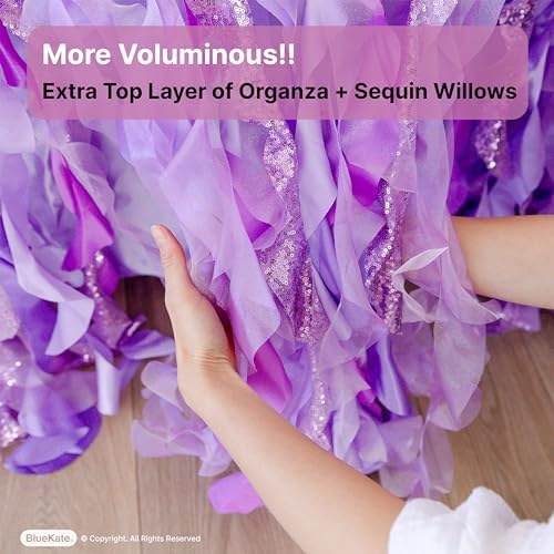 Sequined Purple Table Skirt 6ft. Double Organza, Two Trims Party Tutu Table Skirt! Unicorn Birthday Decorations for Girls, Baby Shower Decorations, Table Skirts for Rectangle Tables 6ft - Image 4
