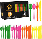 Kochorie 360 Pieces Neon Party Plastic Cutlery Set by Kochorie