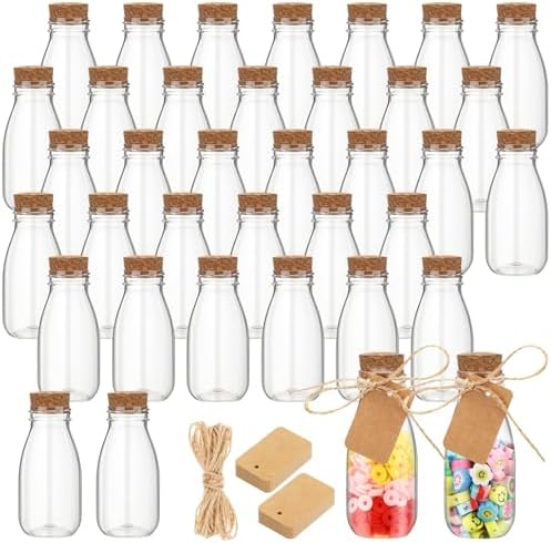 Roshtia 48 Pcs 4oz Plastic Potion Bottles with Cork Lids Clear Mini Jars by Roshtia