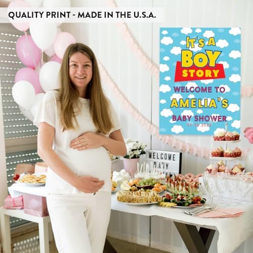 Andaz Press Its A Boy Story Baby Shower Decorations, 16"x20" Personalized Welcome Baby Shower Sign Decor, Its A Boy Story Sign In Guest Book Alternative - Image 5