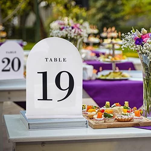 UNIQOOO White Arch Wedding Table Numbers with Stands 1-15, 5x7" Acrylic Signs and Holders, Perfect for Centerpiece, Reception, Decoration, Party, Anniversary, Event - Image 4
