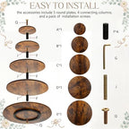Funnymoom 5 Tier Large Round Cupcake Stand for 100 Cupcake Rustic Cupcakes Tower 360° Rotatable Wooden Cupcakes Holder Table Display Dessert Stand for Birthday Graduation Baby Shower Wedding 20.9'' - Image 2