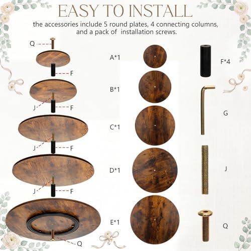 Funnymoom 5 Tier Large Round Cupcake Stand for 100 Cupcake Rustic Cupcakes Tower 360° Rotatable Wooden Cupcakes Holder Table Display Dessert Stand for Birthday Graduation Baby Shower Wedding 20.9'' - Image 2