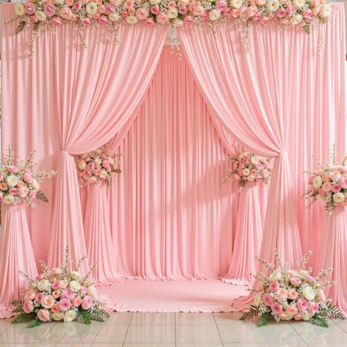30ft x 15ft Blush Pink Wrinkle Free Backdrop Curtains for Wedding Party Backdrops Curtain Drapes Fabric Decorations Photo Back Drop Cloth for Baby Shower Photography Stage Reception - Image 2