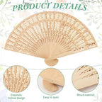 Quzzil 50 Sets Wooden Hand Fan Sandalwood Wood Handheld Folding Fans with Ribbon Thank You Tag for Wedding Guests Baby Shower Birthday Bridal Gifts Party Favors (White,Leaf) - Image 3