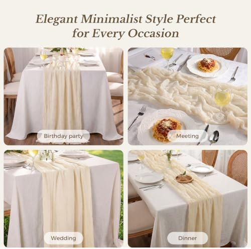 Goodluck 6 Pack 10Ft Ivory Cheesecloth Table Runner 35x120 Inch Boho Gauze Table Runner for Wedding Reception, Bridal Shower, Birthday Party, Rustic Decor, Tables, Chairs & Wedding Arches - Image 5